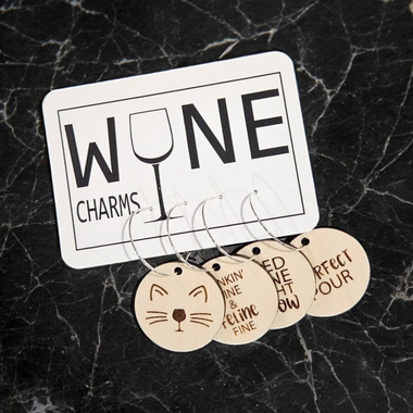 Cat Wine Charms: Cherry or Maple