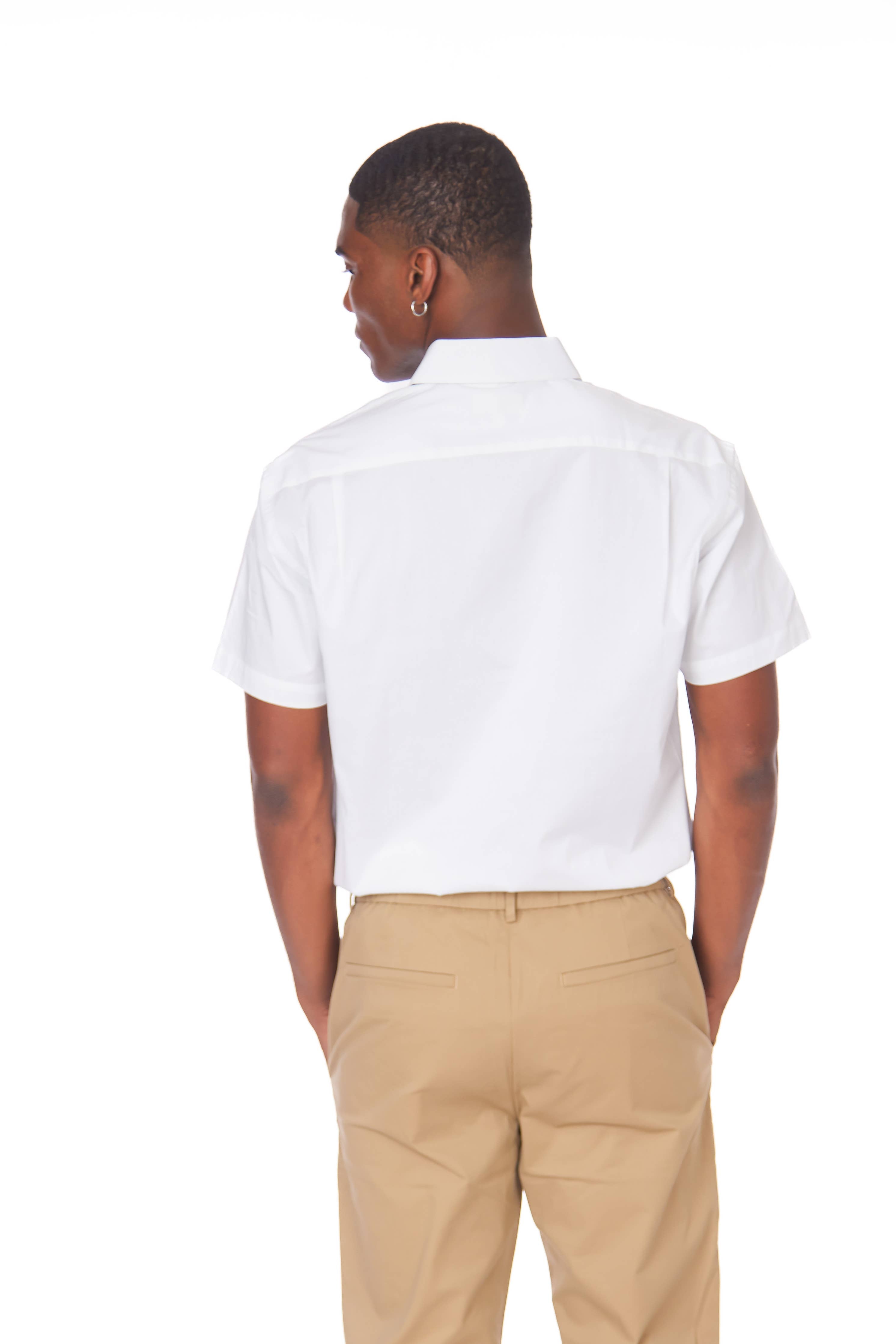 Men's Cotton Stretch SS Solid Shirt