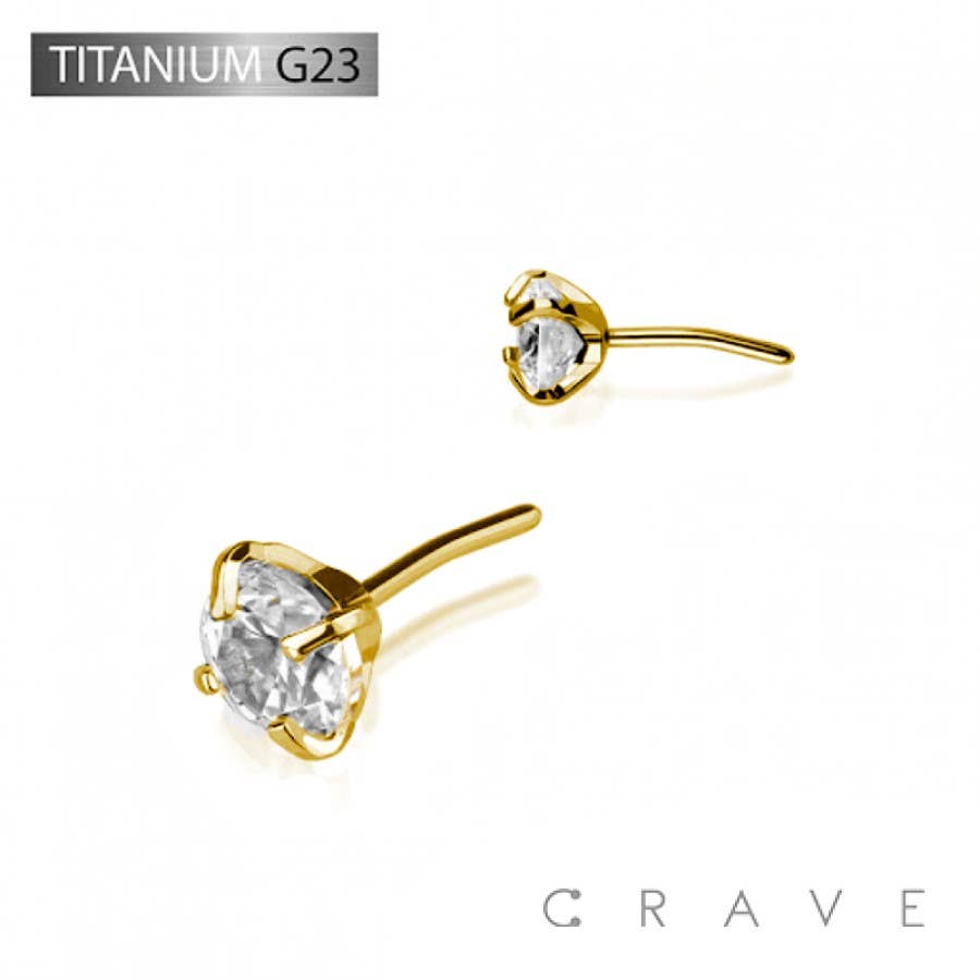 Gold Titanium CZ Threadless Labret Stud 18G 8mm