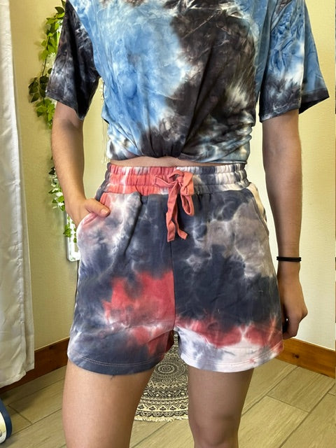 Tie Dyed French Terry Knit Shorts