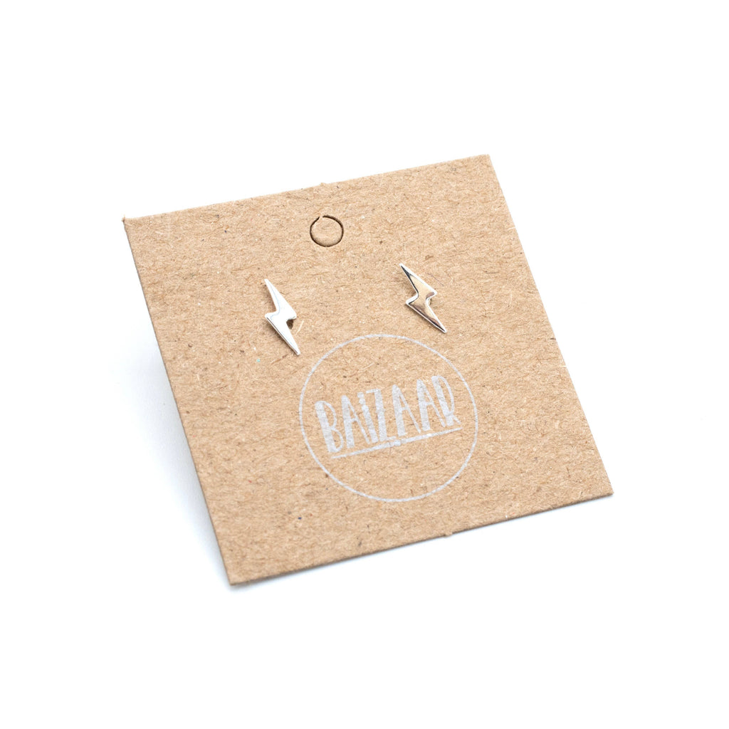 Sterling Silver & Gold Plated Lightning Bolt Stud