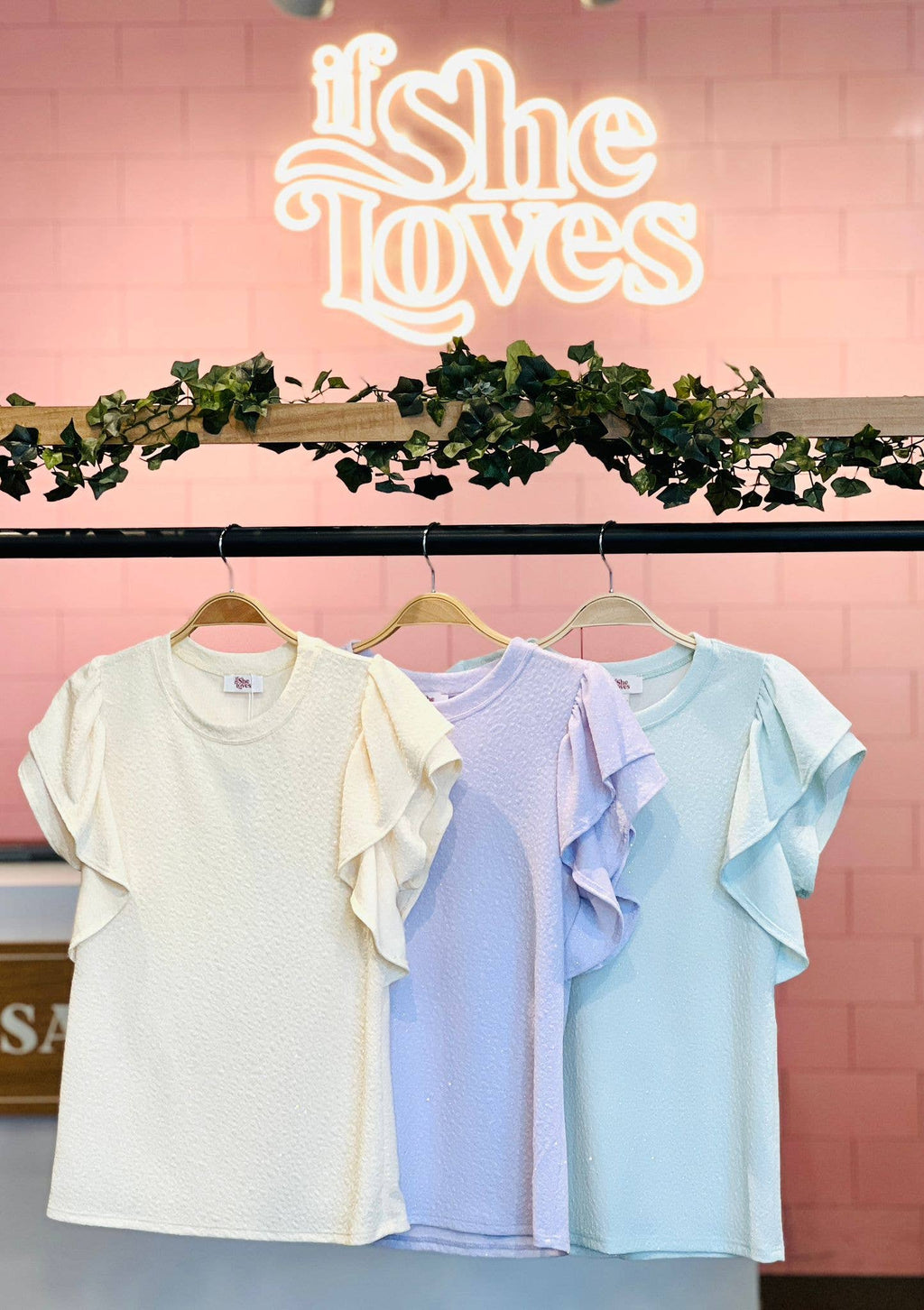 Sparkly Ruffle Sleeve Irvin Blouse 