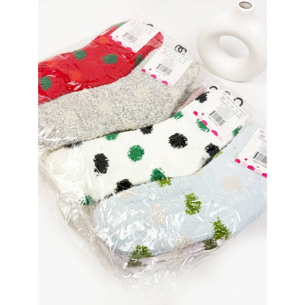 Polka Dot Winter Fuzzy Socks