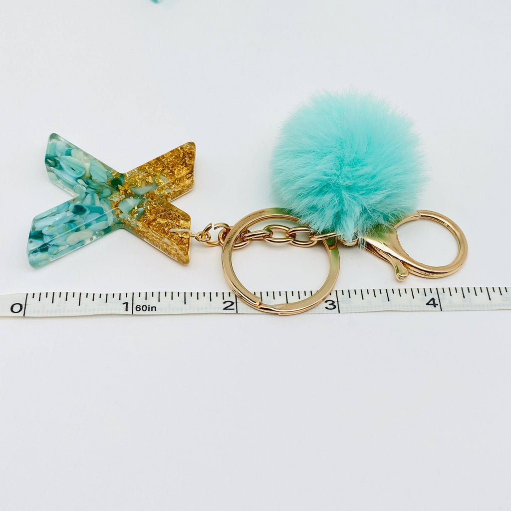 Resin Letters Teal Keychain
