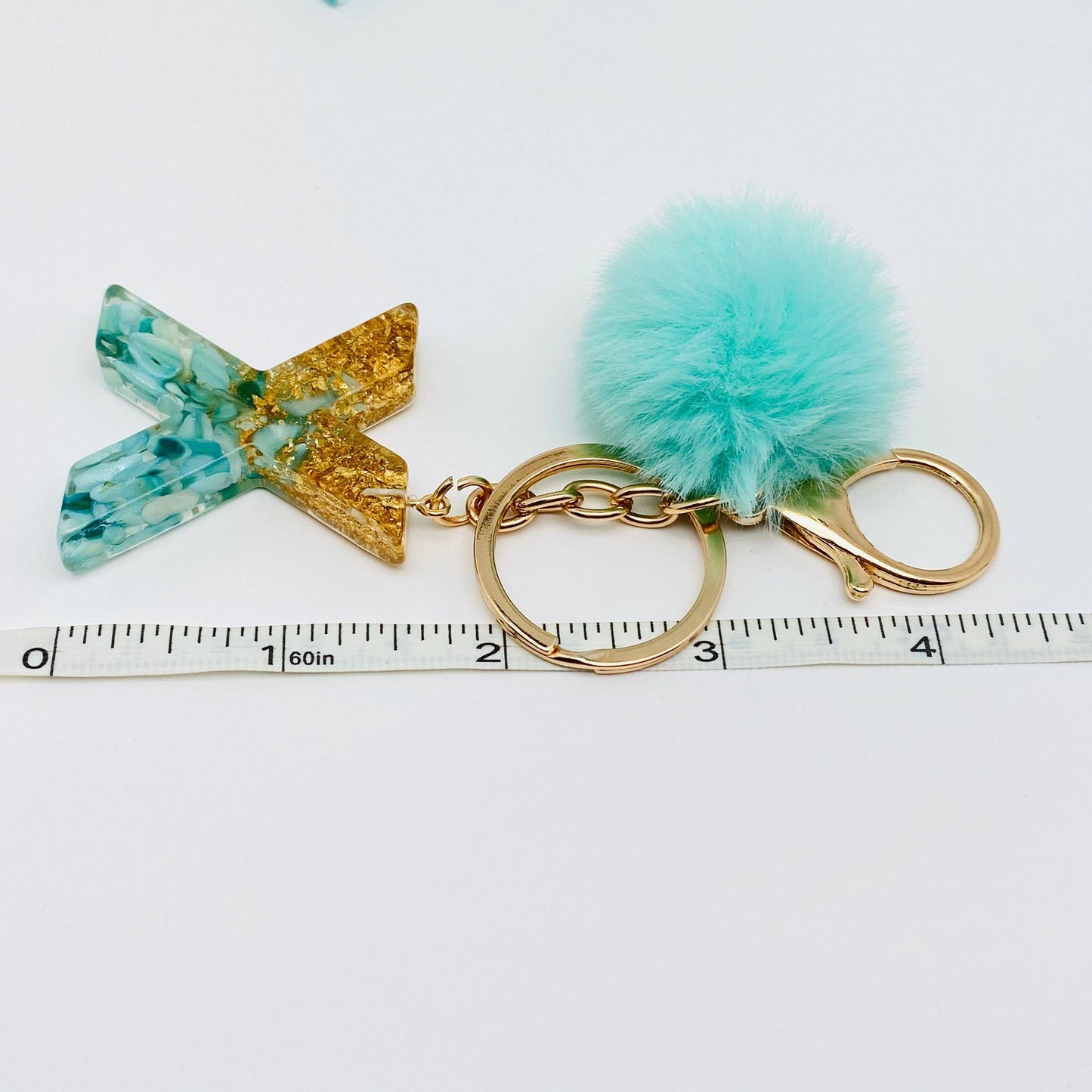 Resin Letters Teal Keychain