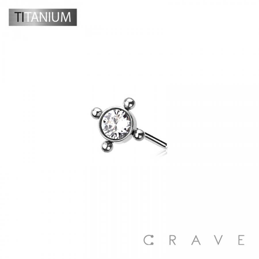 CZ Gem 4 Cluster Push In Threadless Labret