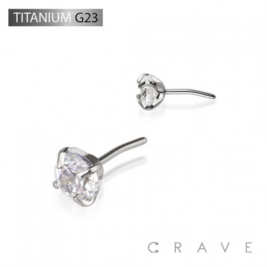 TITANIUM THREADLES PUSH IN CZ PRONG SET TOP PART: 1.5MM||AURORA BOREALIS