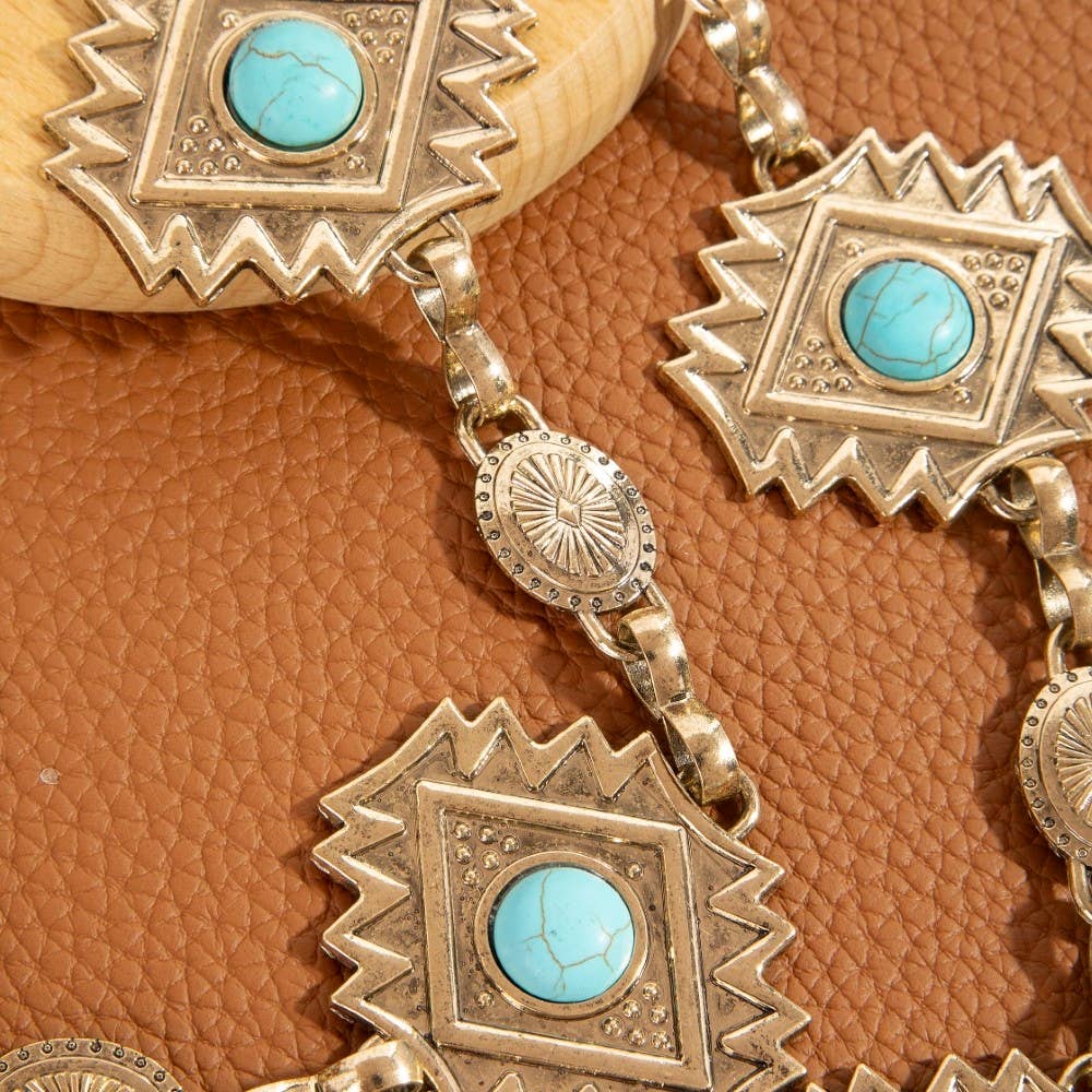 Diamond Shape Western Concho Chain Belt