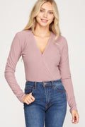 Surplice Rib Knit Bodysuit