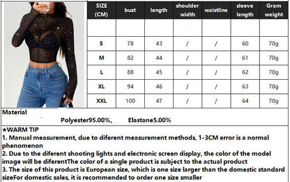 Sequin Long Sleeve Mesh Top