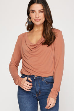  Cowl Neck Modal Cupro Knit Bodysuit