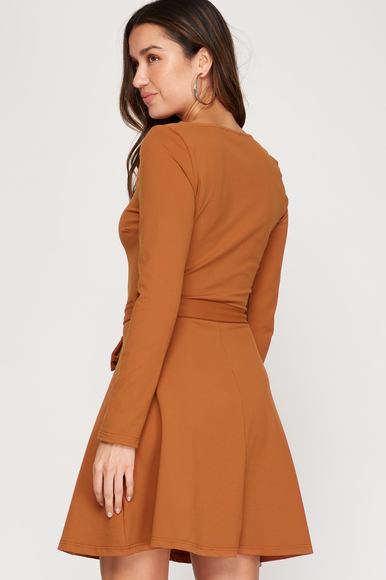 Cinnamon Square Neck Fit & Flare Dress
