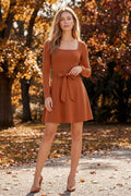 Cinnamon Square Neck Fit & Flare Dress