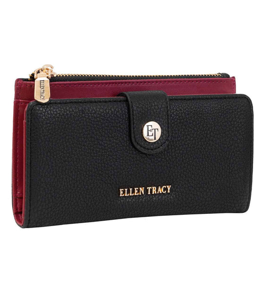 Ellen Tracy Pebble Grain Snap Coin Clutch Wallet