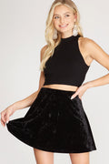 Velvet Mini Skater Skirt 