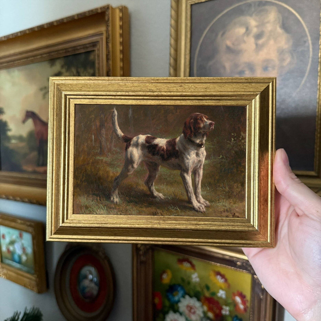 Vintage Style Brown Dog Art Print Gallery Wall Framed