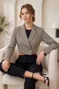 Vintage-Inspired Houndstooth Cropped Blazer