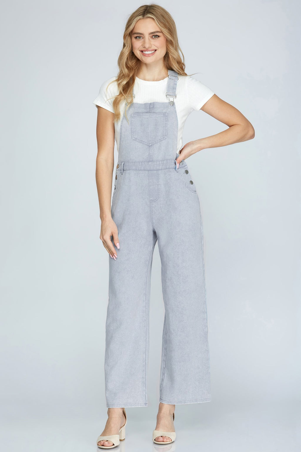 Washed Cotton Twill Overalls w/Pockets 