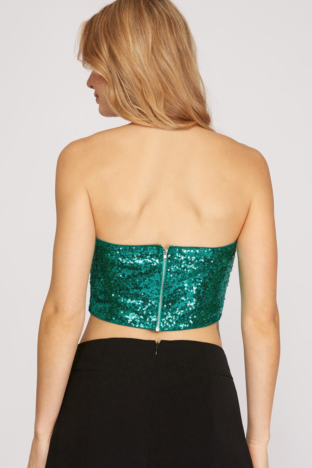 Sequin Crop Tube Top