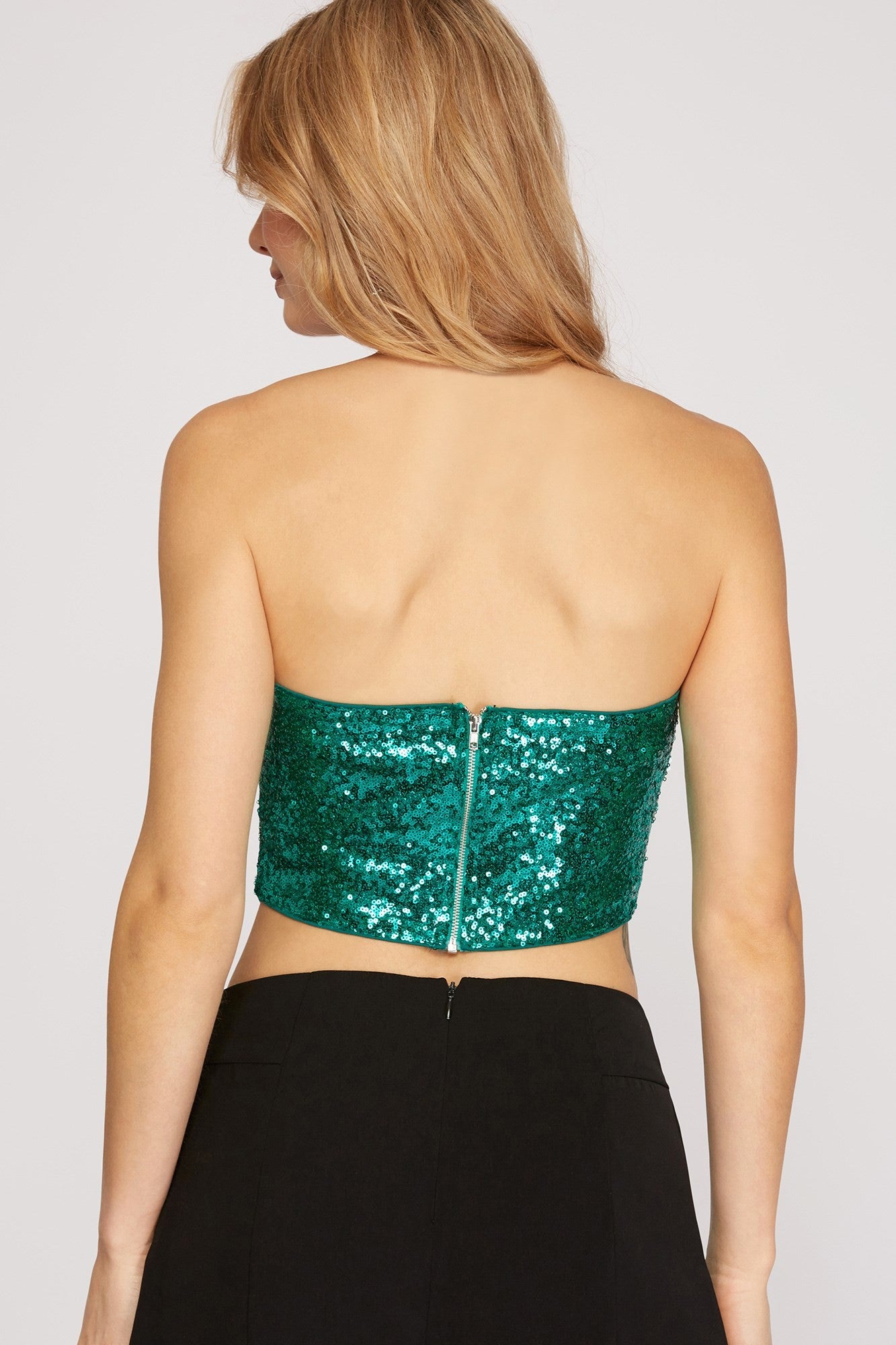 Sequin Crop Tube Top
