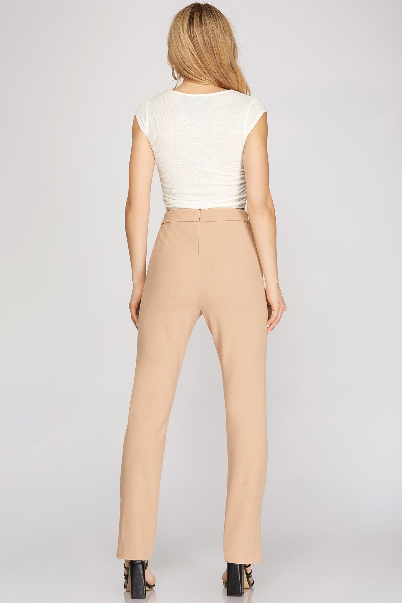 Heavy Knit Side Split-Hem Straight Pants