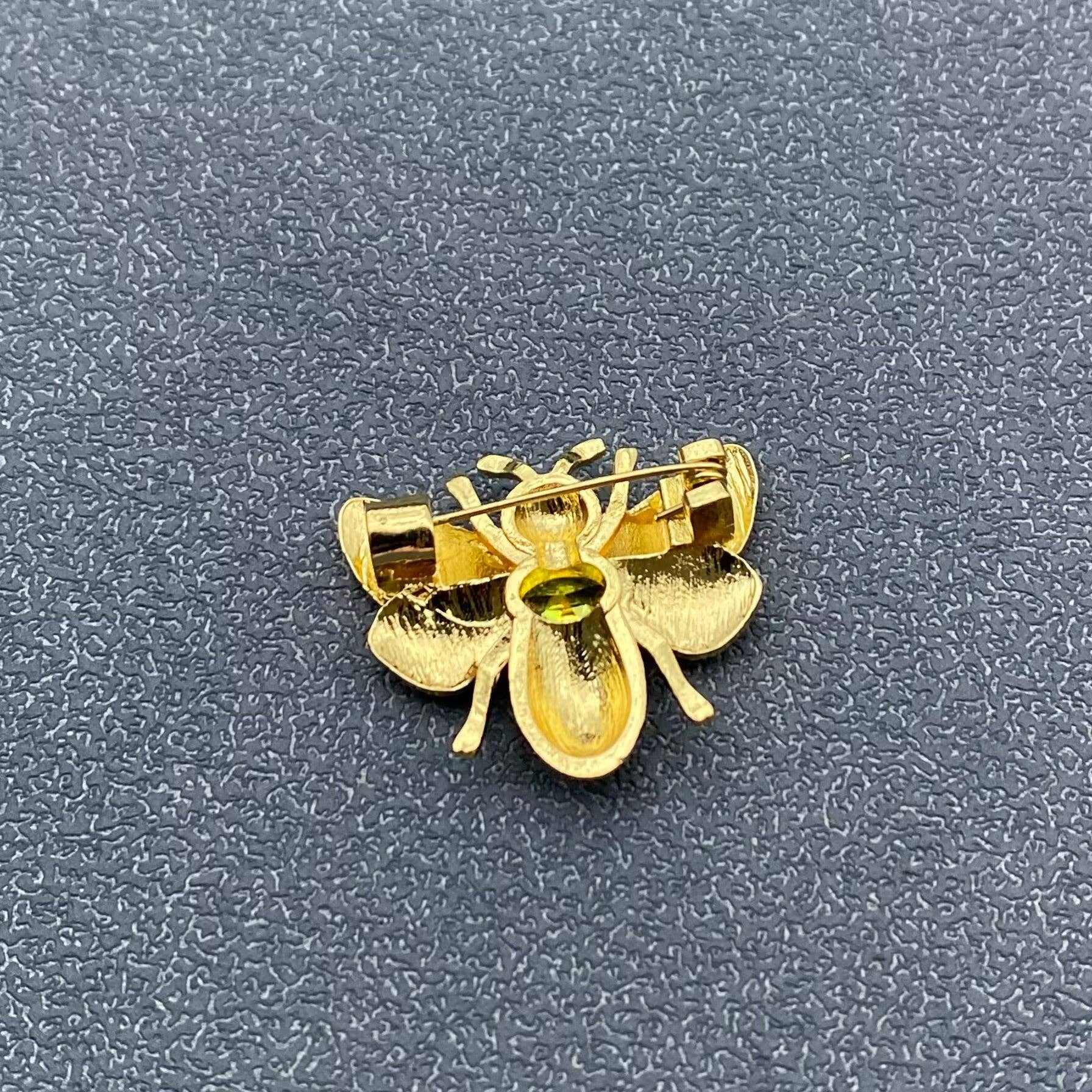 Golden Jeweled Bee Brooch