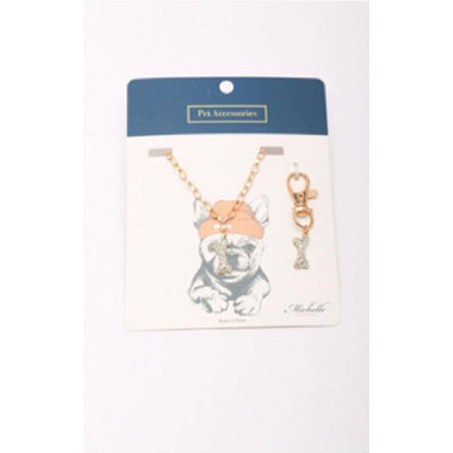Diamond Bone Pet Necklace/Collar and Keychain Set