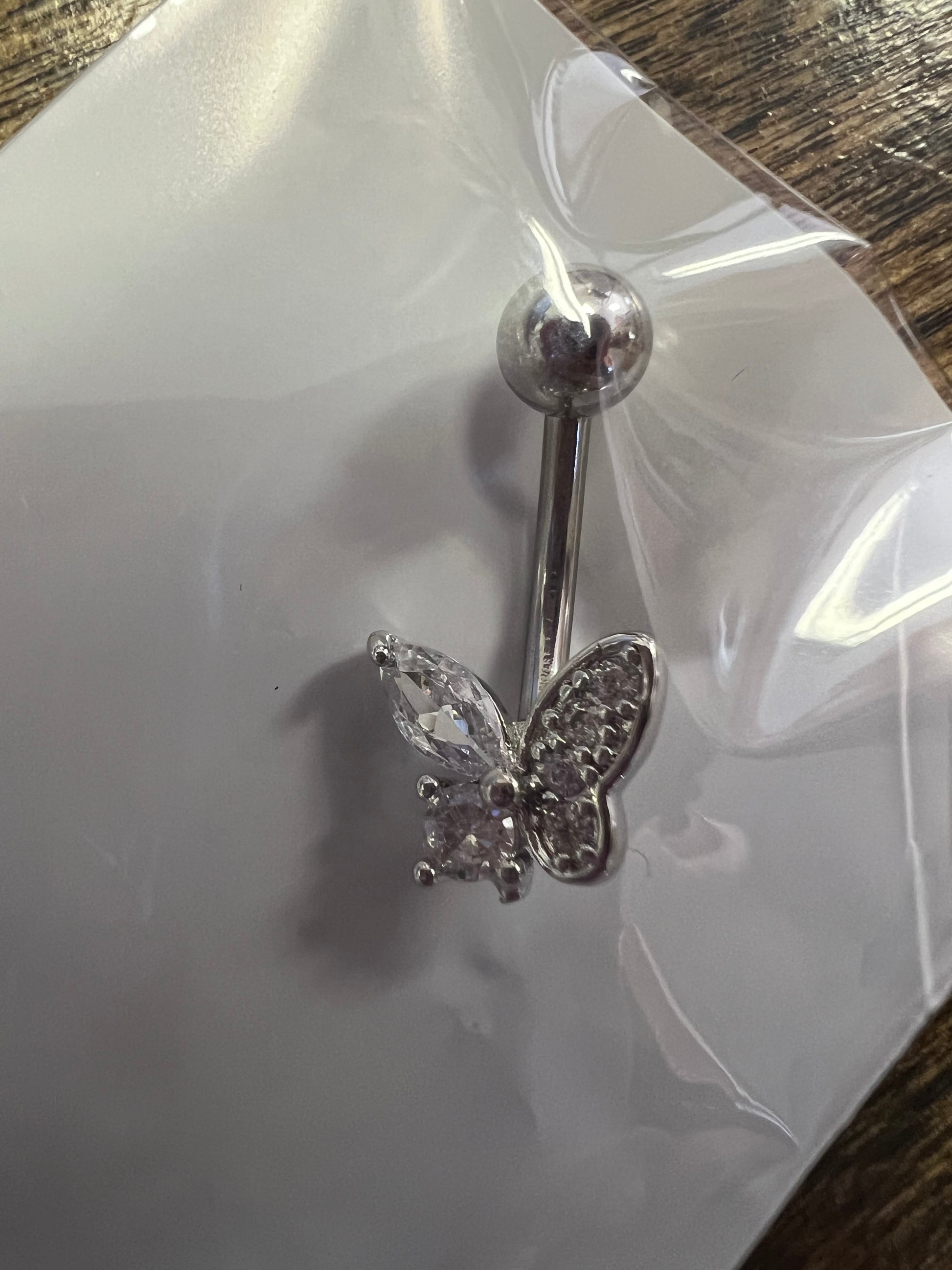 CZ Butterfly Belly Button/Navel Ring