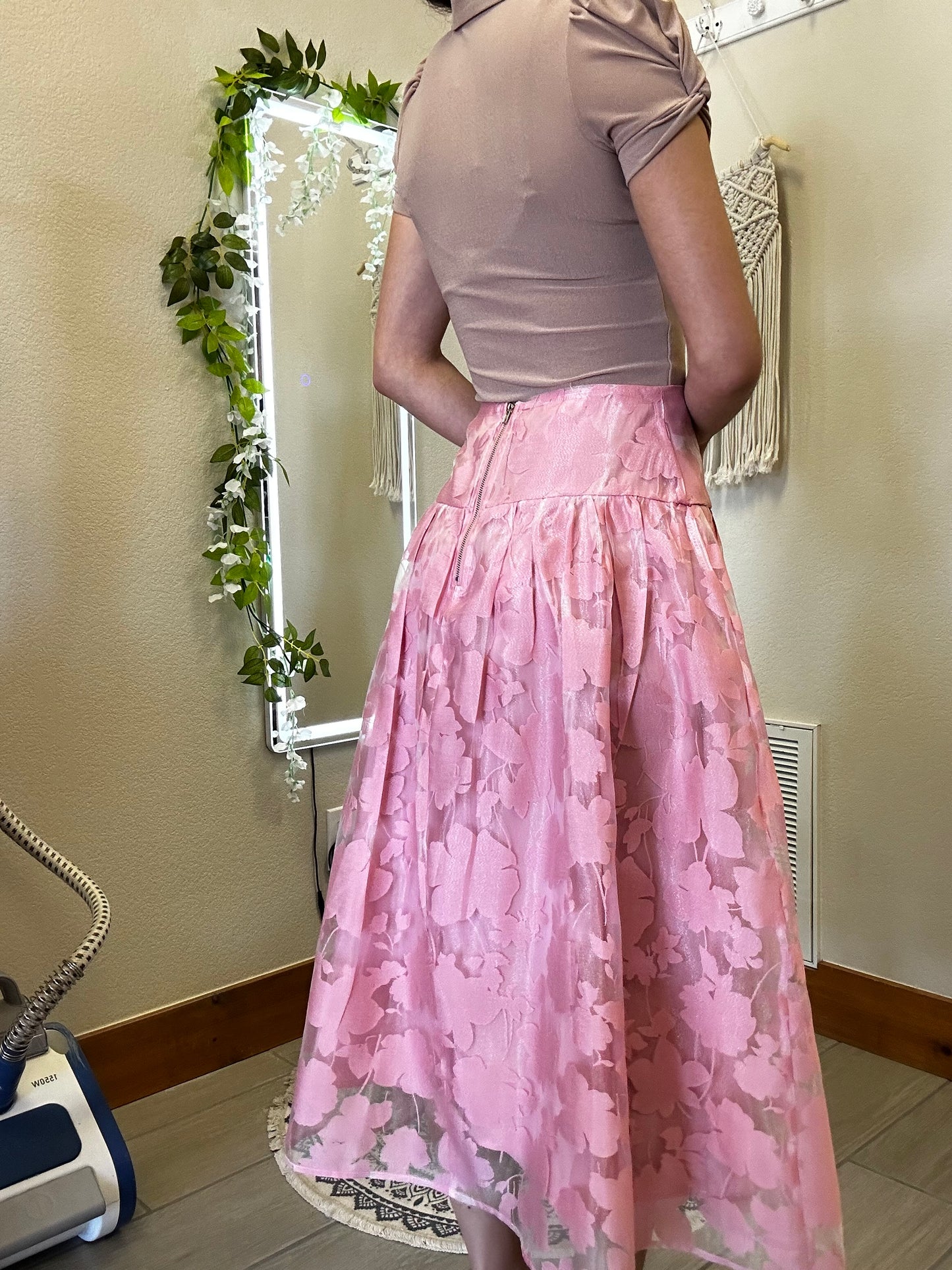 Floral Organza Midi Skirt