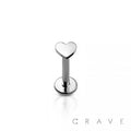 Heart Implant Grade Titanium Threadless Push In Labret 