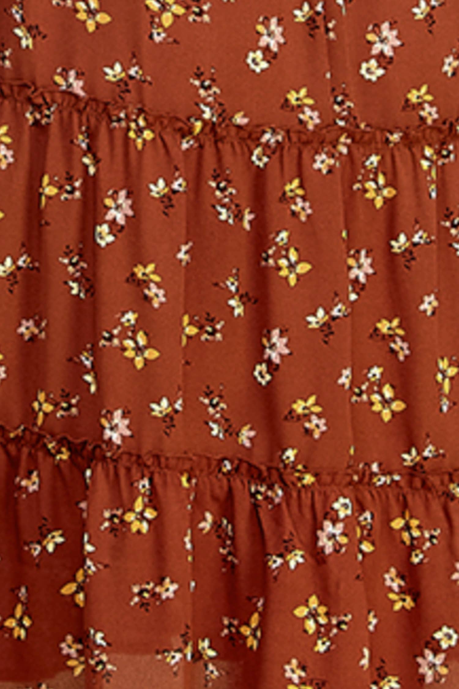 Tiered Floral Dress w/Smocking Long Sleeve 