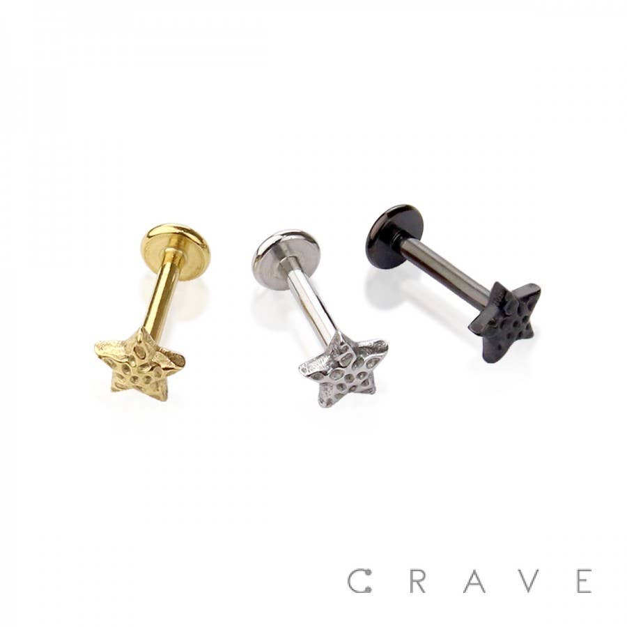 Hammered Star Top Labret 