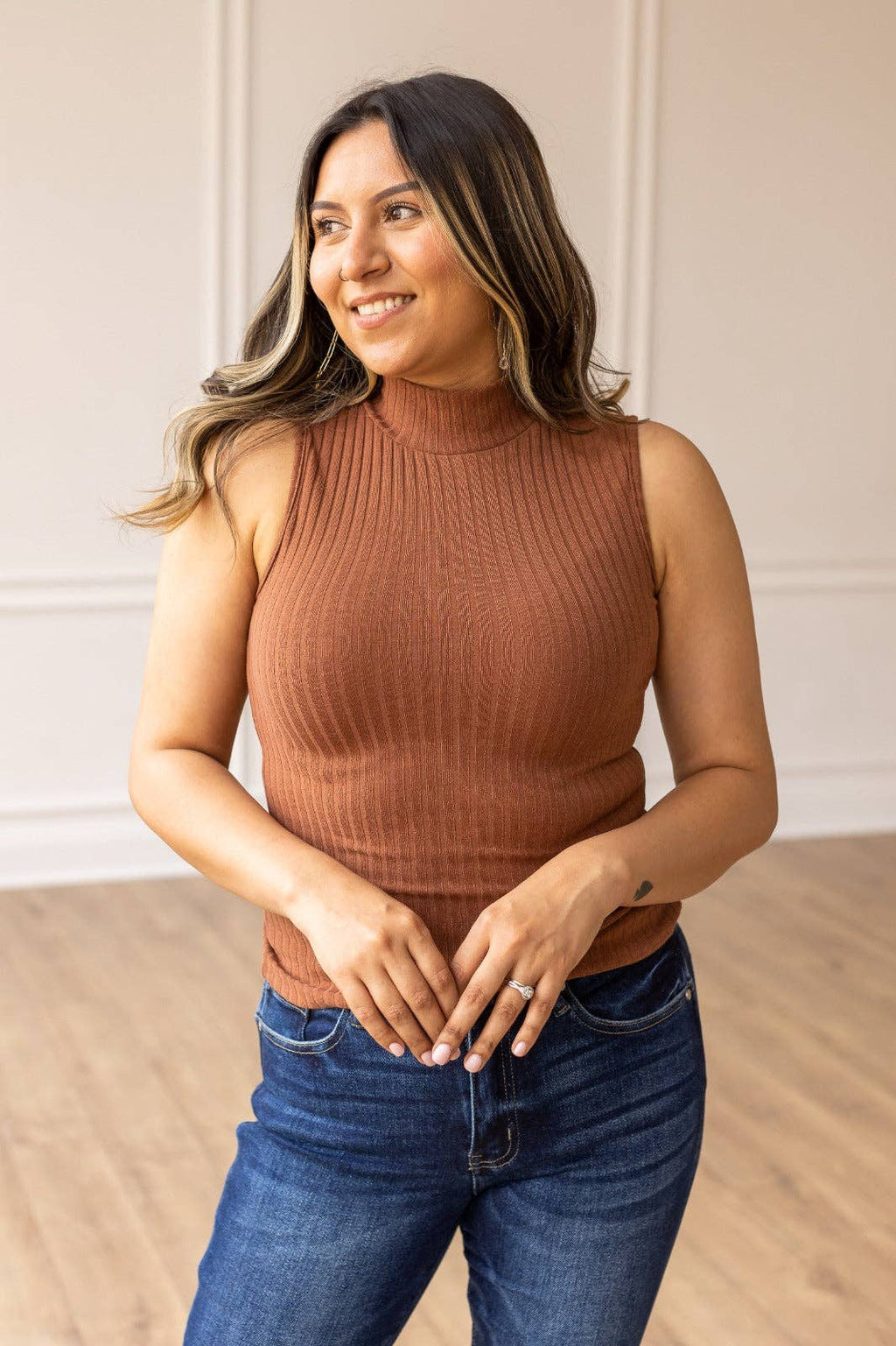 The Portia Sleeveless Turtleneck Top