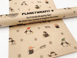 Winter Penguins Recycled Eco Kraft Wrapping Paper