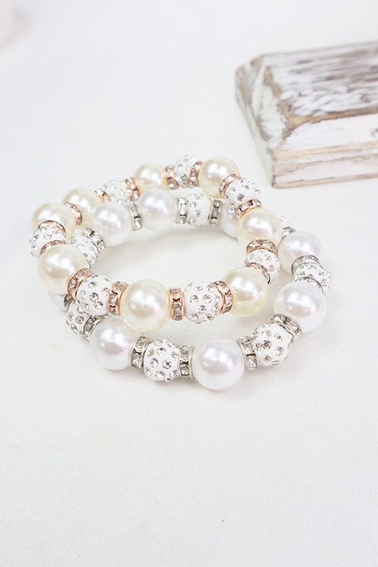 Pearl with Stoneball Bead Bracelet.