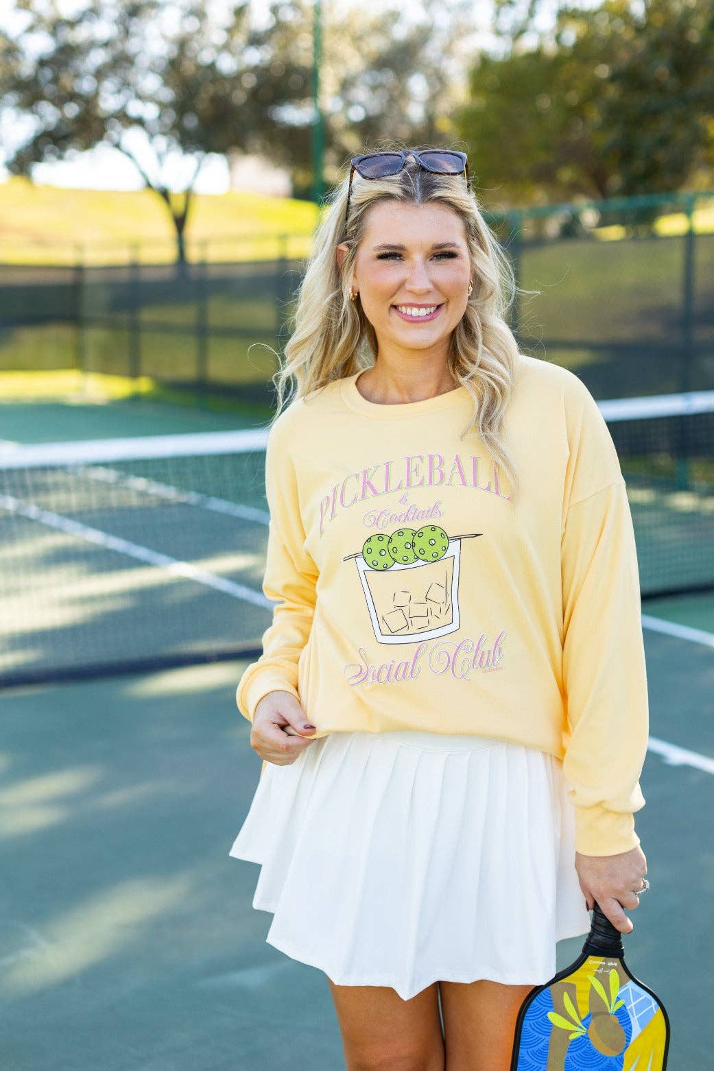 Pickleball & Cocktails Micro Fleece Crewneck Sweater