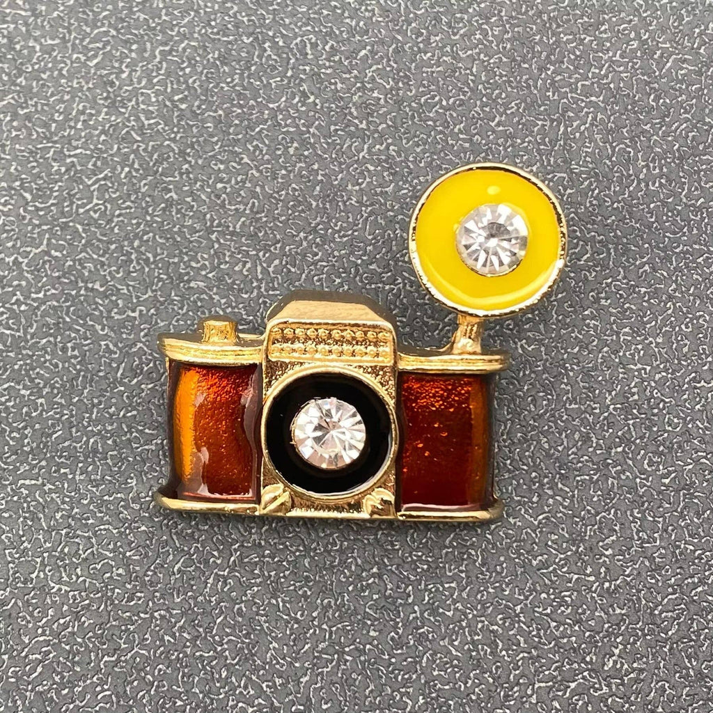 Vintage-Inspired Jeweled Camera Brooch