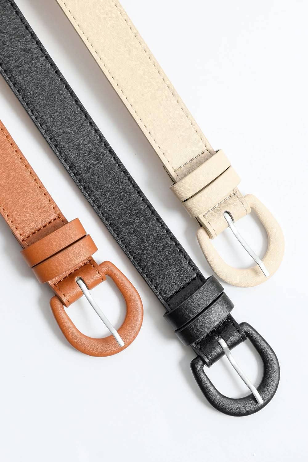 Classic Vegan Leather Belt - Stylish Round Buckle