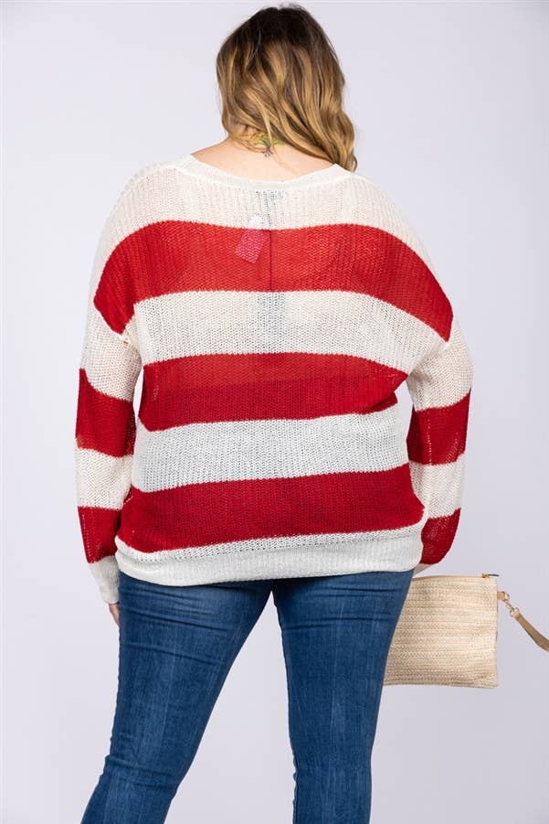 Destroyed Stitch Knit Pullover Plus Size Top