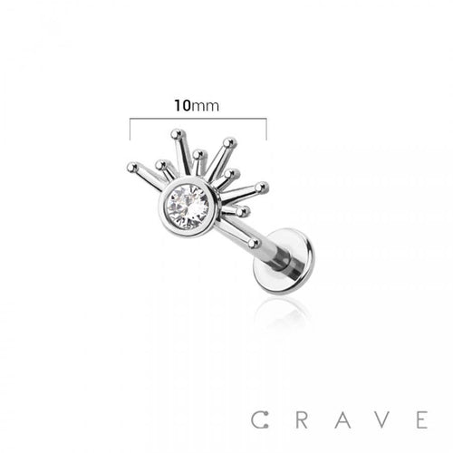 Starburst Half w/Gem Internally Threaded Labret