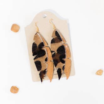 Dove Feather Earrings In Leather