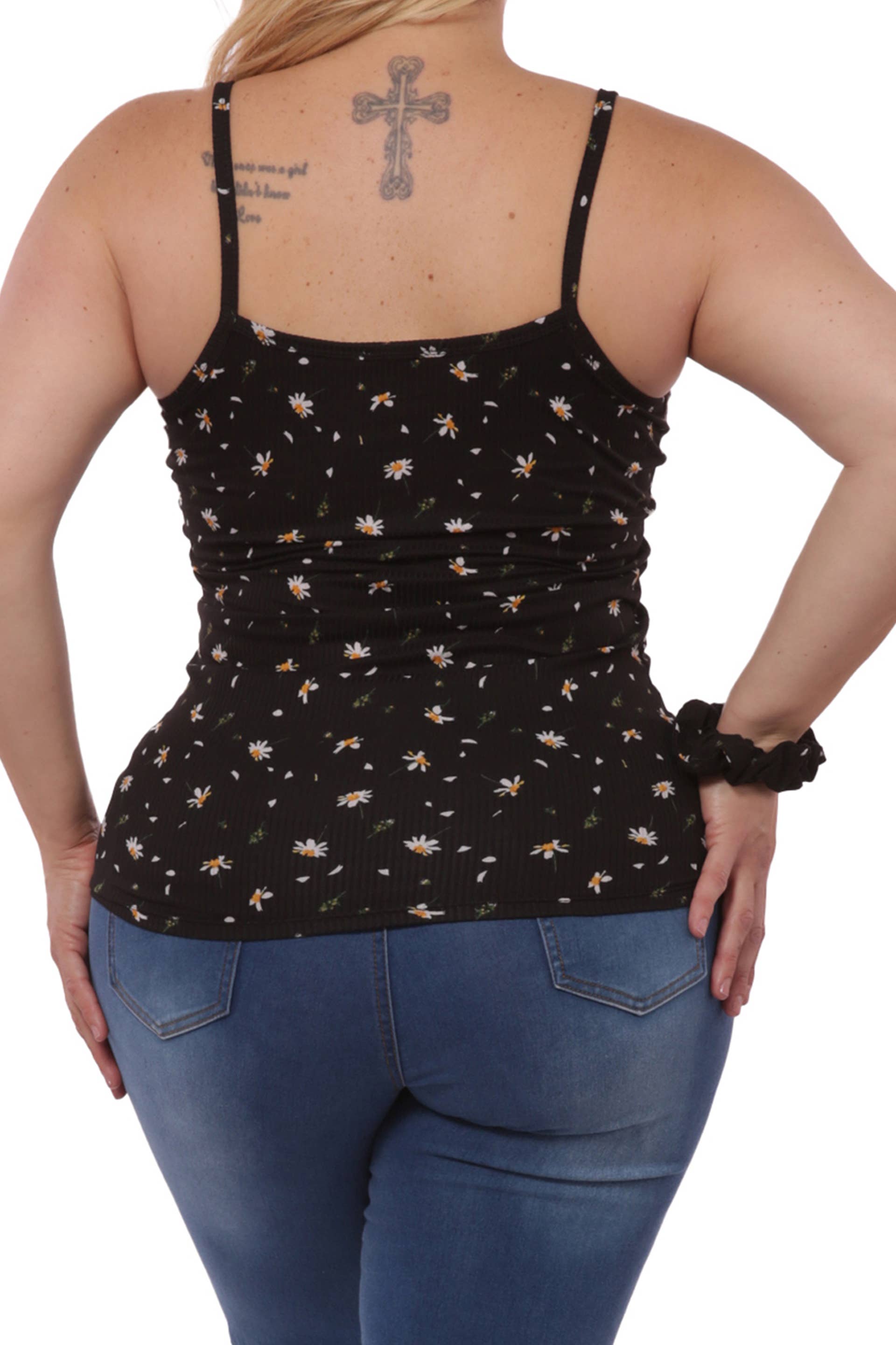 Plus Size Lace-Up Tank Tops Black