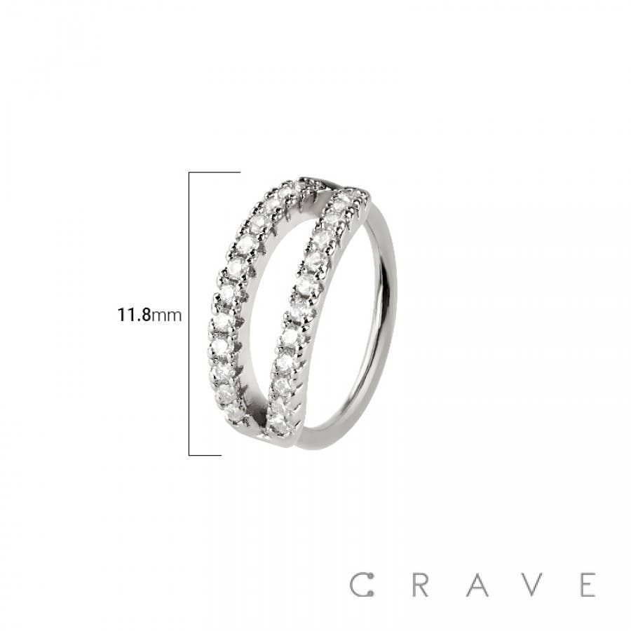 Double CZ Line Hoop Nose Ring
