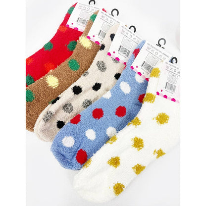 Polka Dot Winter Fuzzy Socks