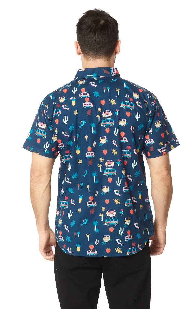 Men's Printed Woven Fun Cars Print SS Shirt
