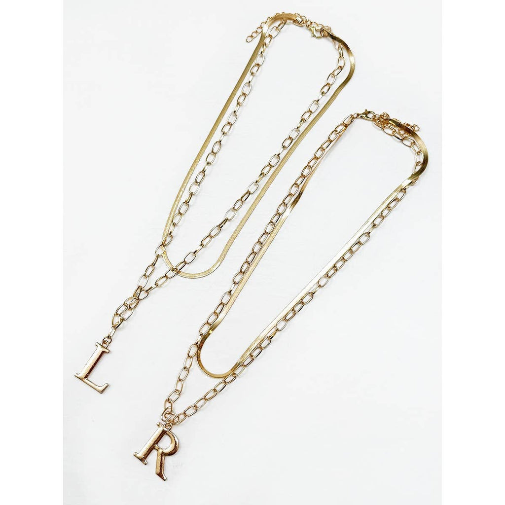 Gold Double Layered Initial Pendant Necklace