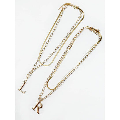 Gold Double Layered Initial Pendant Necklace