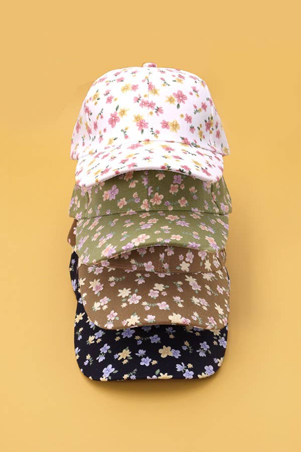 FLORAL CASUAL BASEBALL CAP | 40HW716: Black