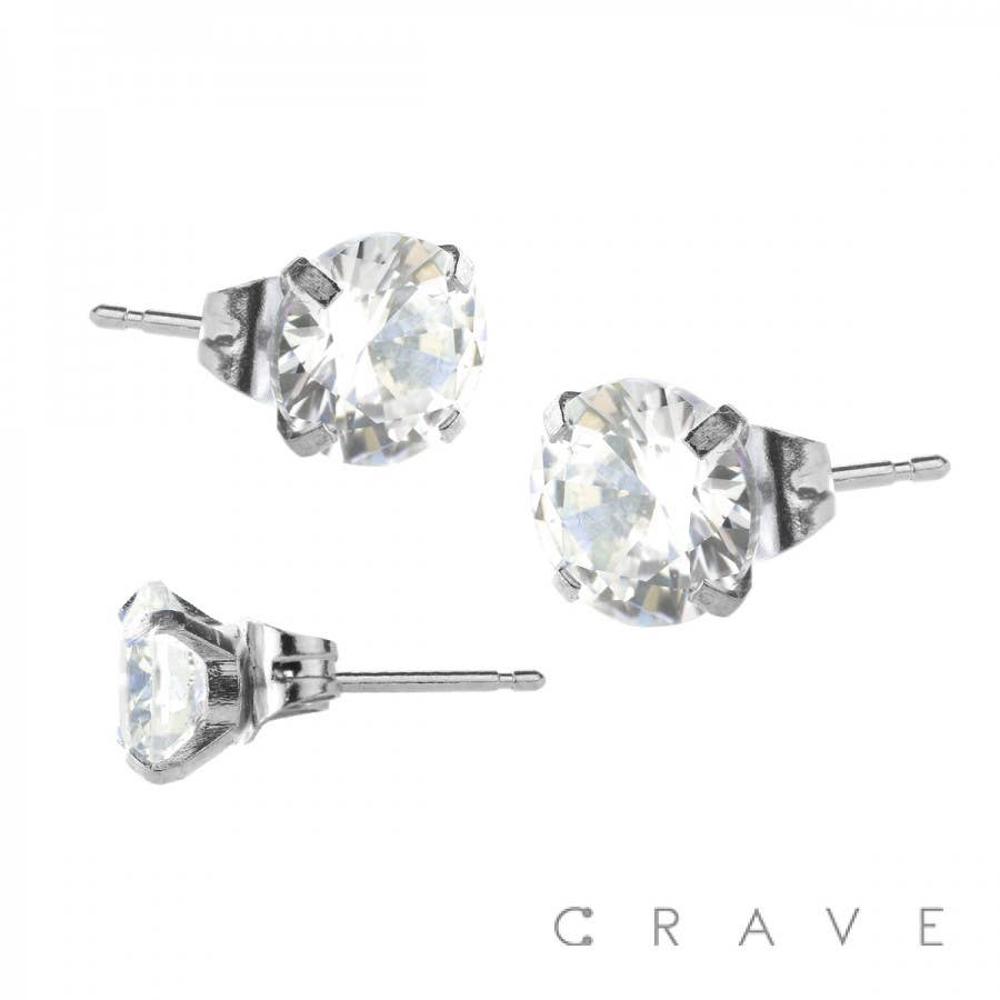 Round Cubic Zirconia Stud Earrings 