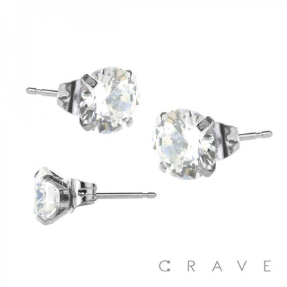 Round Cubic Zirconia Stud Earrings 